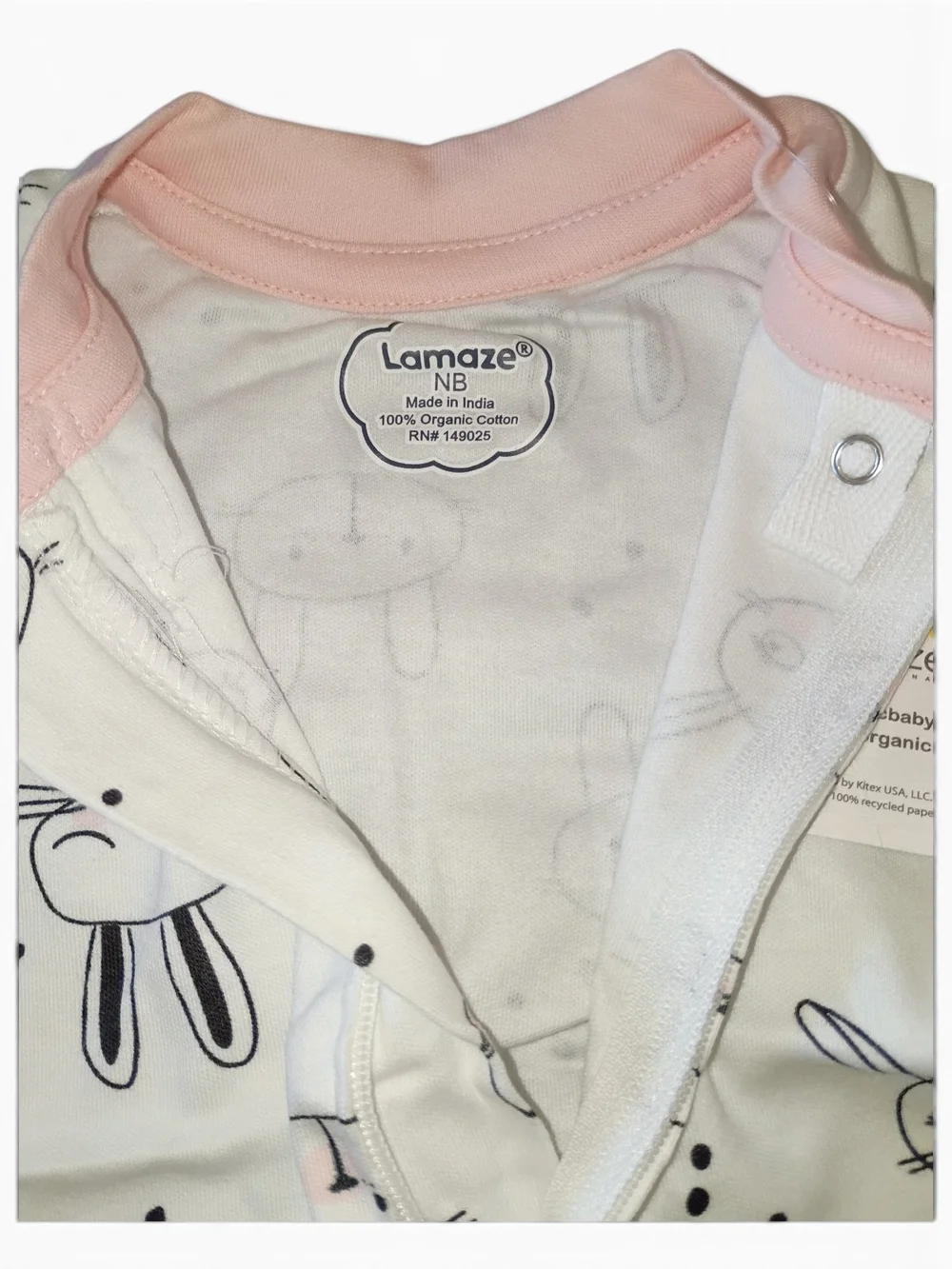 Lamaze White Bunny Print Footed One-Piece with Pink Accents - Pack of 2